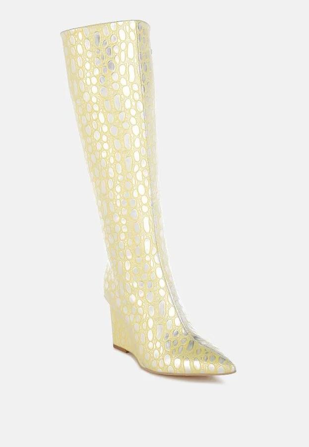 Bar Zone Tear Shaped Faux Leather Boots - Image 4