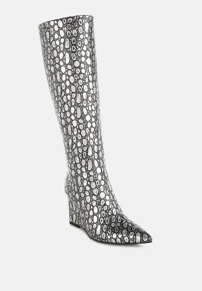 Bar Zone Tear Shaped Faux Leather Boots Women - Image 2