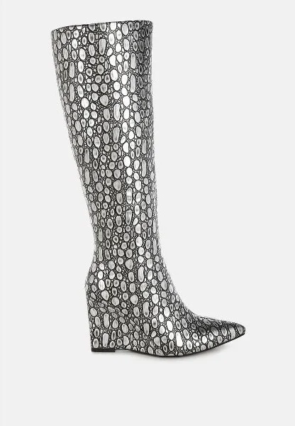 Bar Zone Tear Shaped Faux Leather Boots Women