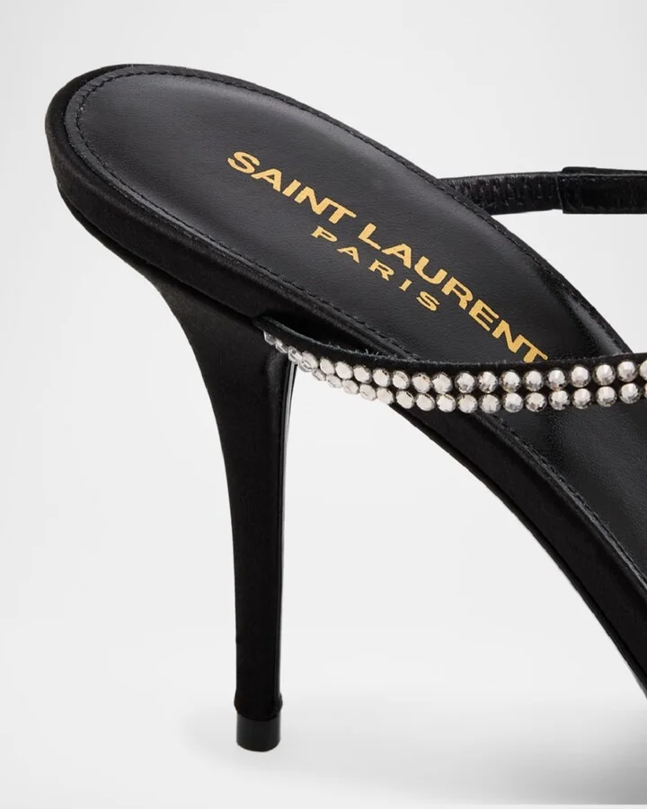 Barbara Crystal-Embellished Satin Mule Pumps - Image 5