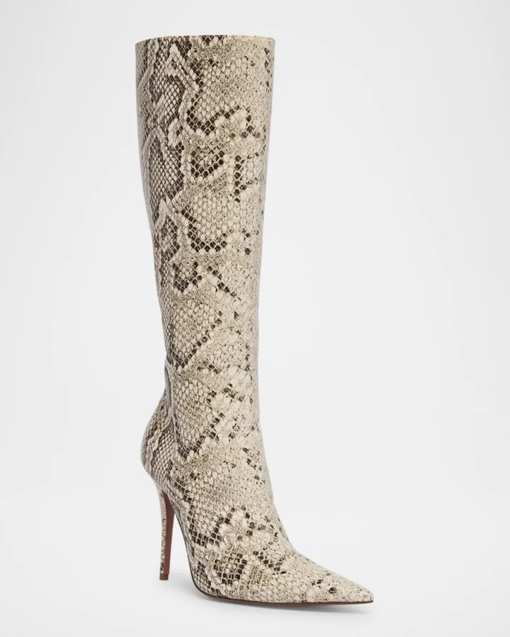 Barbara Snake-Embossed Stiletto Boots - Image 2