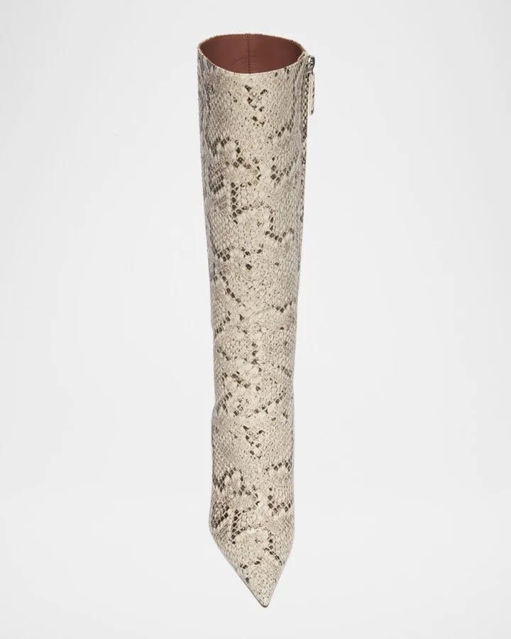 Barbara Snake-Embossed Stiletto Boots - Image 3