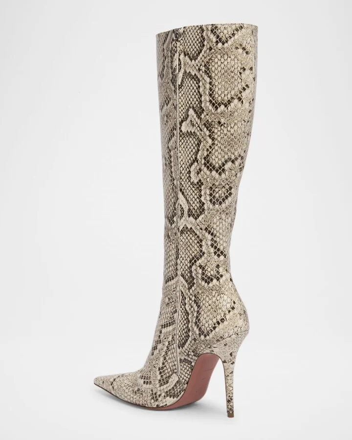 Barbara Snake-Embossed Stiletto Boots - Image 4