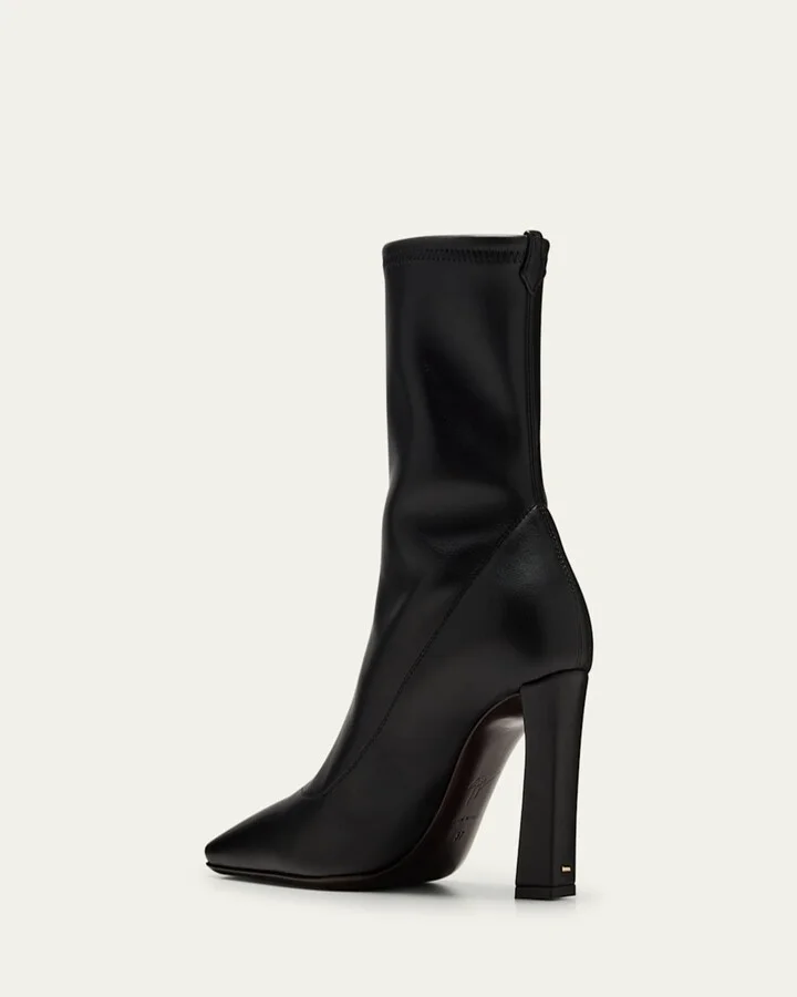 Barbaro Stretch Leather Ankle Booties - Image 3