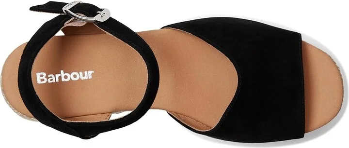 Barbour Barbour Aspen Espadrille Wedge Women's Sandals Black Suede : 7 M, Leather/Suede - Image 2