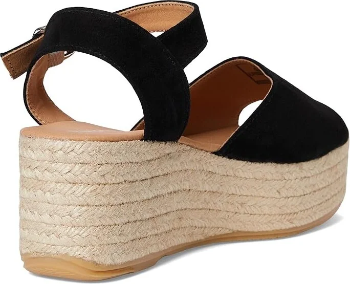 Barbour Barbour Aspen Espadrille Wedge Women's Sandals Black Suede : 7 M, Leather/Suede - Image 4