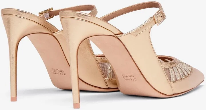 Bardot 90 Crystal-Embellished Metallic Leather Mules - Image 2