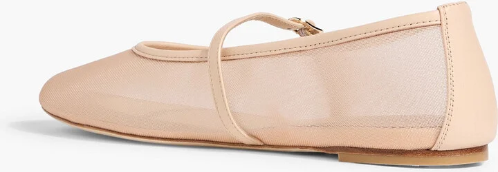 Bareitall leather-trimmed mesh Mary Jane flats - Image 3
