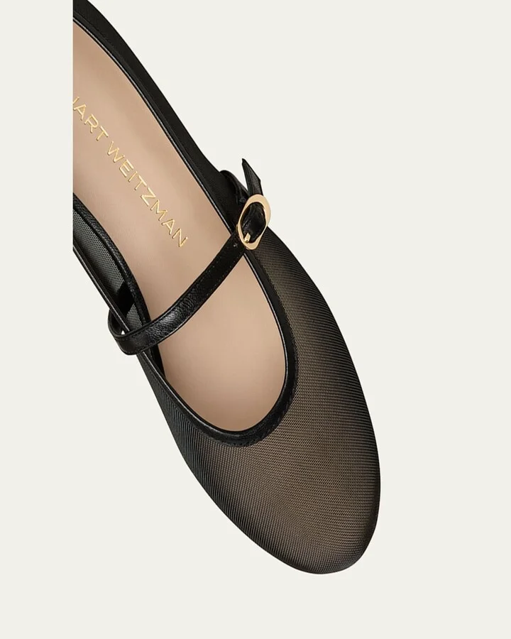 Bareitall Mesh Leather Mary Jane Flats - Image 2