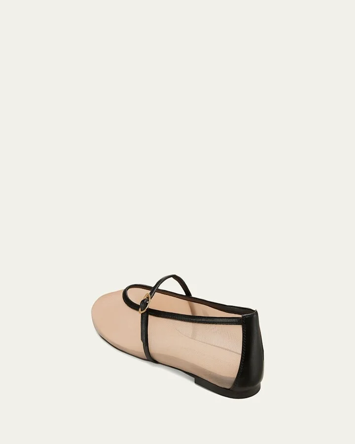 Bareitall Mesh Leather Mary Jane Flats - Image 3