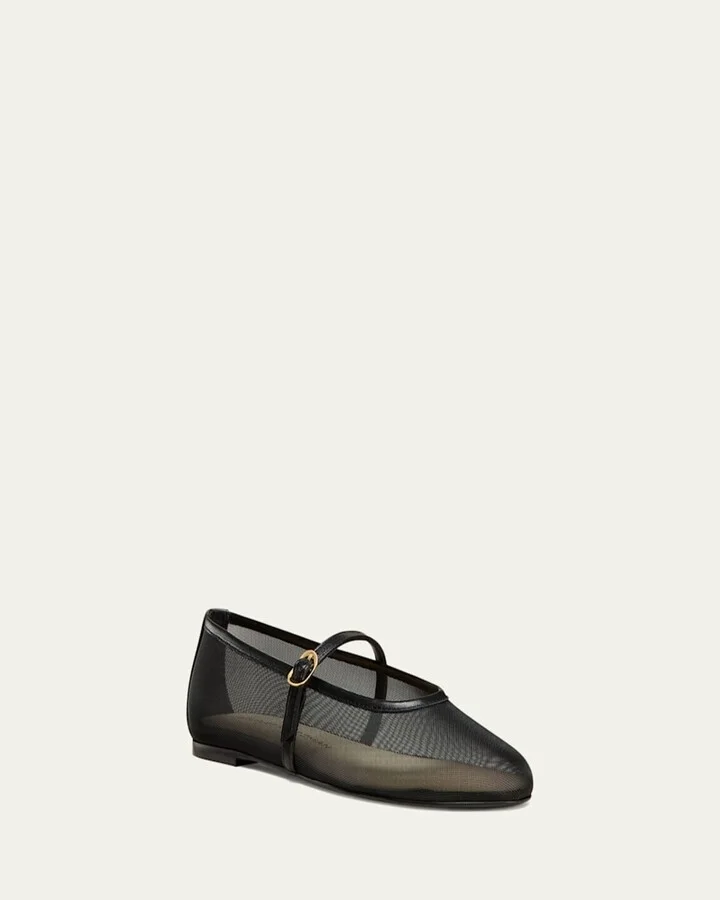 Bareitall Mesh Leather Mary Jane Flats - Image 4
