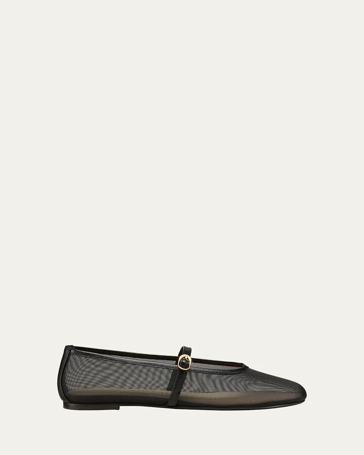 Bareitall Mesh Leather Mary Jane Flats
