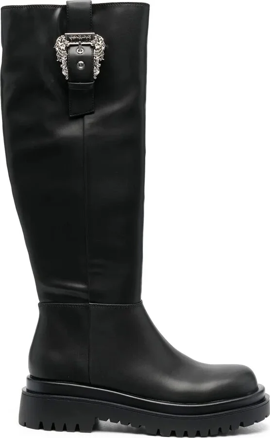 Baroque-Buckle Knee-High Boots