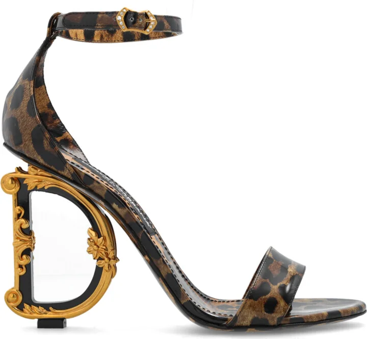 ‘Baroque’ Heeled Sandals, , - Brown