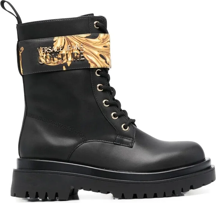 Baroque-print ankle boots