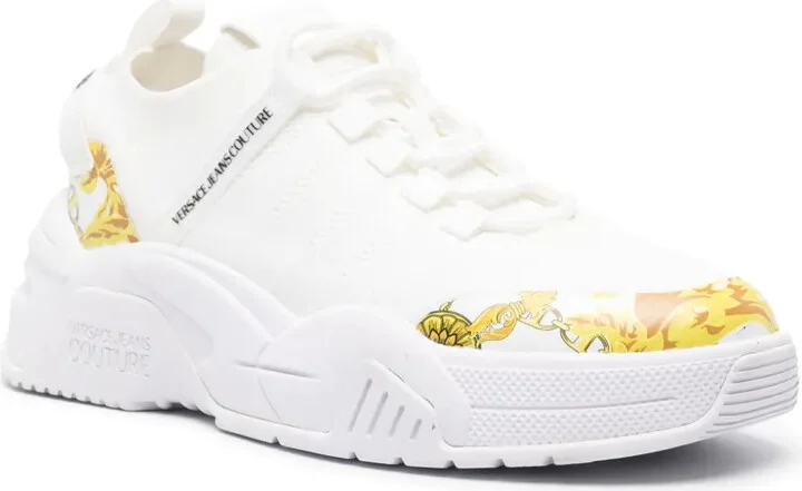 Baroque-Print Leather Sneakers - Image 2