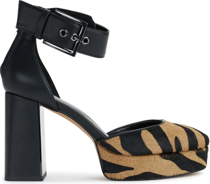 Barra Genuine Calf Hair Ankle Strap Platform Pump - Image 2