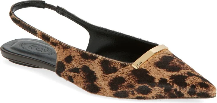 Barretta Genuine Calf Hair Pointed Toe Slingback Flat