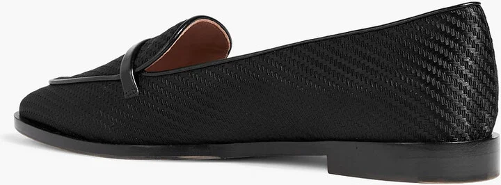 Barry leather-trimmed woven loafers - Image 3