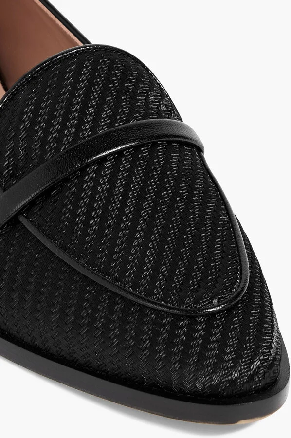 Barry leather-trimmed woven loafers - Image 4