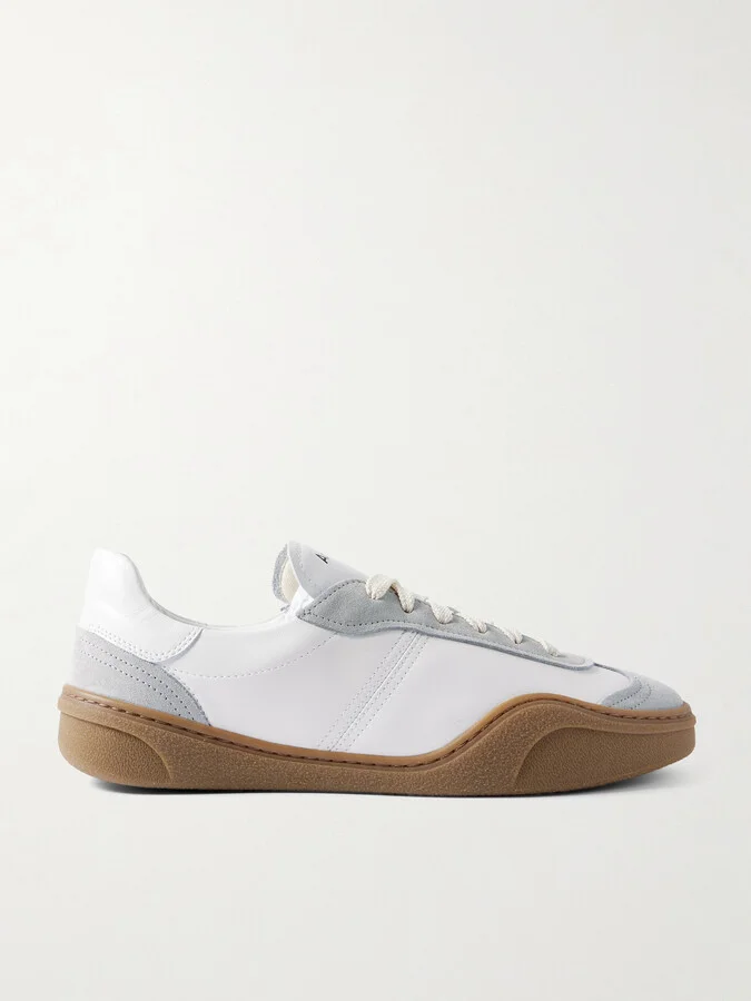 Bars Low Suede-Trimmed Leather Sneakers