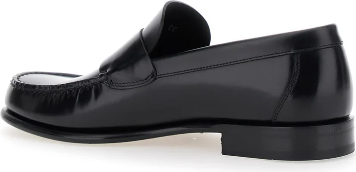 'bart' Black Loafers With Embossed Gancini Detail On The Front In Leather Man - Image 3