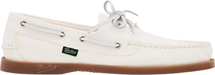 Barth White Leather Loafers With Durable Rubber Sole