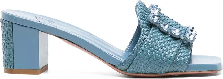 Basa 50mm crystal-buckle mules