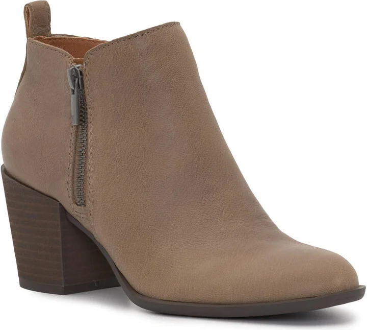 BASELMID Womens Leather Stacked Heel Ankle Boots