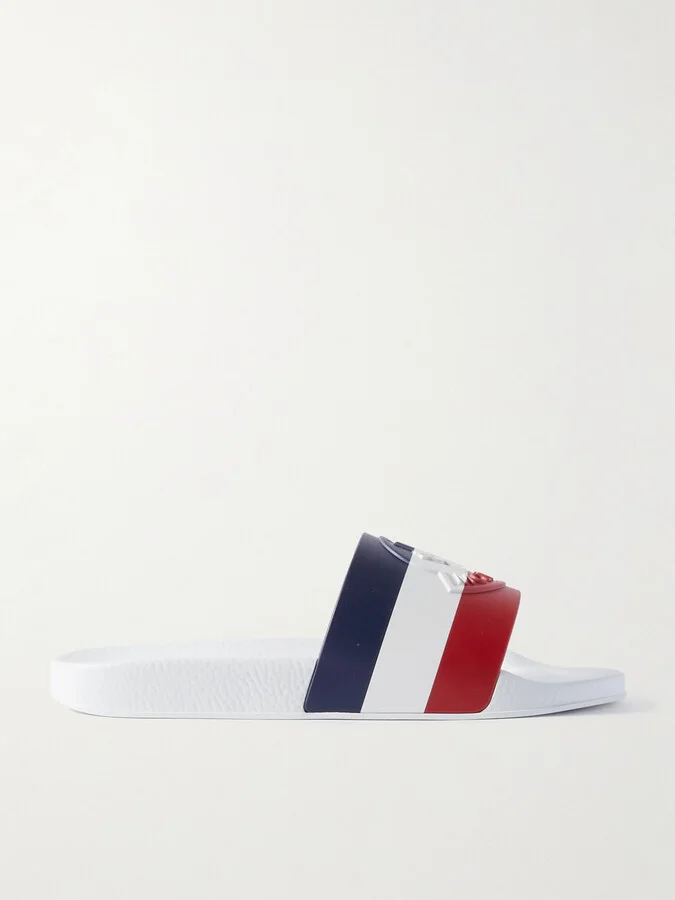 Basile Logo-Embossed Striped Rubber Slides