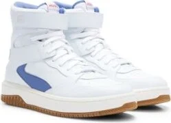 Basketball-inspired high-top trainers with leather and mesh- White Men's Sneakers size 9