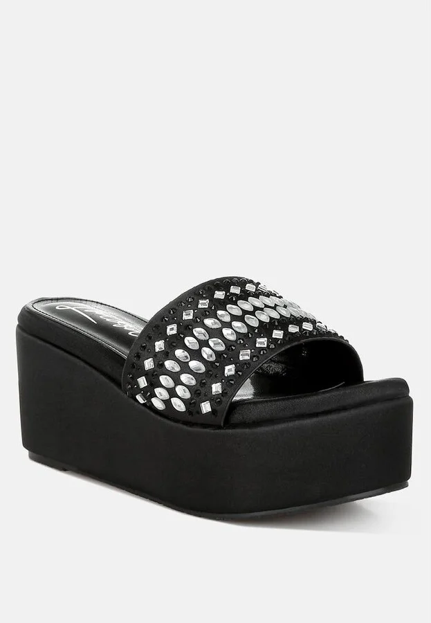 Batanga Diamante & Rhinestone Detail Stylish Flatforms - Image 7