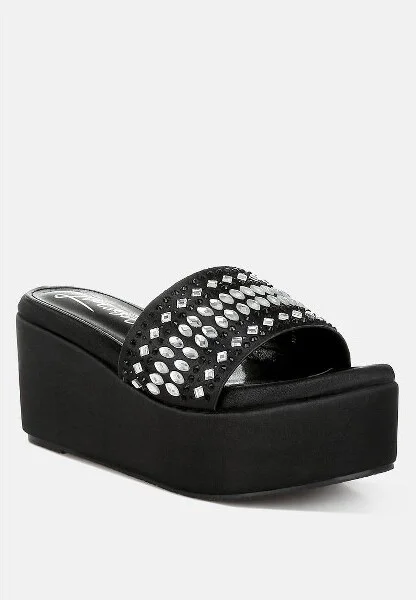 Batanga Diamante & Rhinestone Detail Stylish Flatforms Women - Image 2