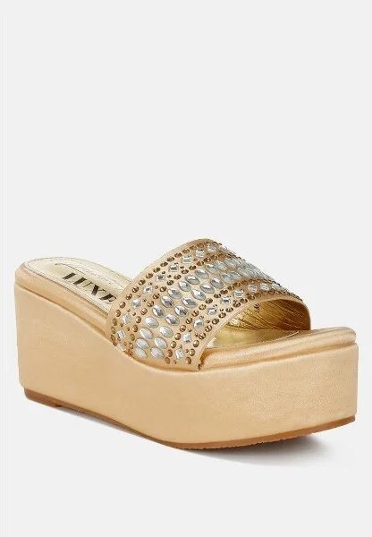 Batanga Diamante & Rhinestone Detail Stylish Flatforms Women - Image 5