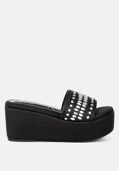 Batanga Diamante & Rhinestone Detail Stylish Flatforms Women