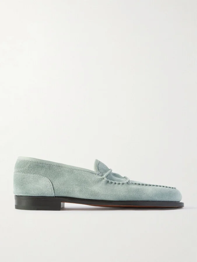 Bath Leather-Trimmed Suede Loafers