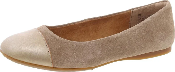 BATTI Womens Mixed Media Faux Suede Ballet Flats