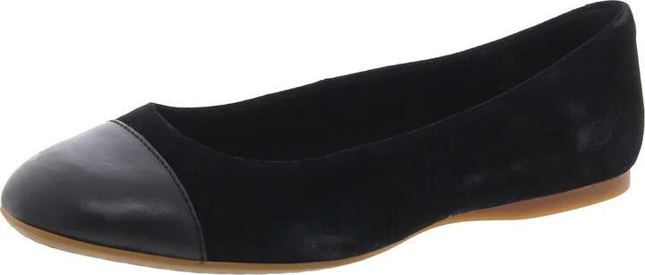BATTI Womens Mixed Media Faux Suede Ballet Flats