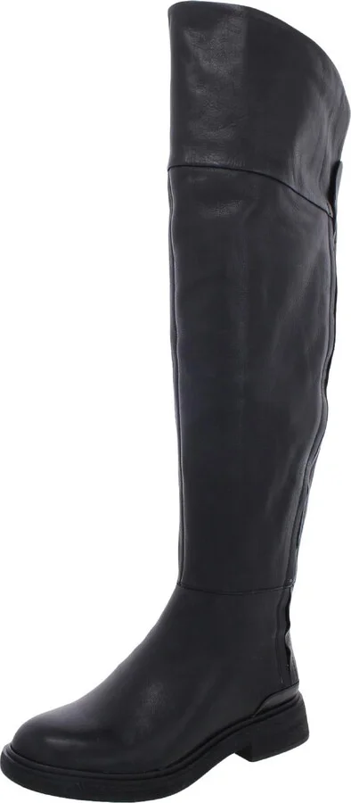 Battina Womens Leather Block Heel Over-The-Knee Boots