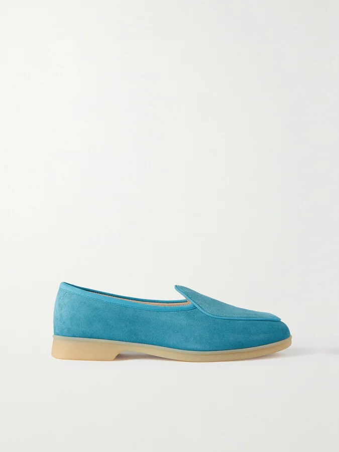 BAUDOIN & LANGE - Stride Leather-trimmed Suede Loafers - Blue