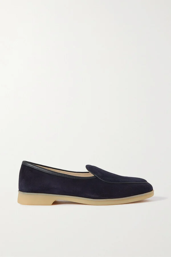 BAUDOIN & LANGE - Stride Leather-trimmed Suede Loafers - Blue
