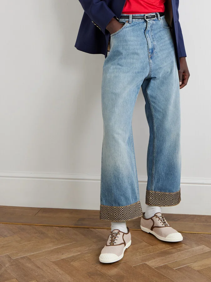 Bay By Bay Webbing-Trimmed Checked Canvas Sneakers - Image 2