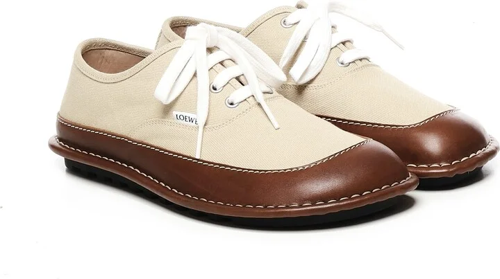 Bay Canvas And Calfskin Lace-up Shoes - Image 2