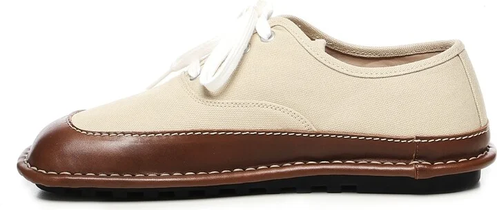 Bay Canvas And Calfskin Lace-up Shoes - Image 4