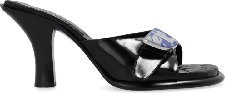 ‘Bay’ Heeled Slippers, , - Black