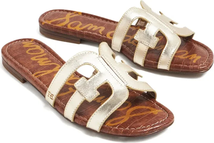 Bay metallic leather flat sandals - Image 2