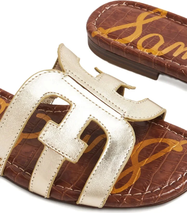 Bay metallic leather flat sandals - Image 4