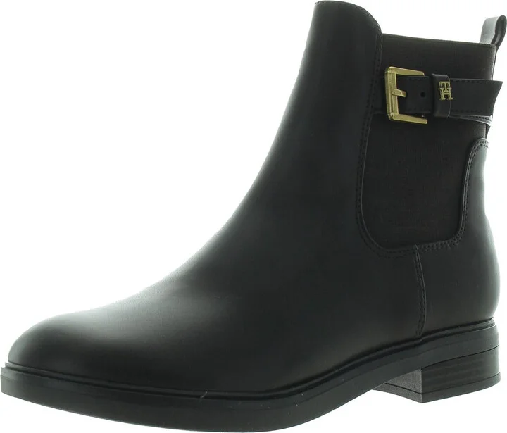 Baylon Womens Faux Leather Block Heel Chelsea Boots