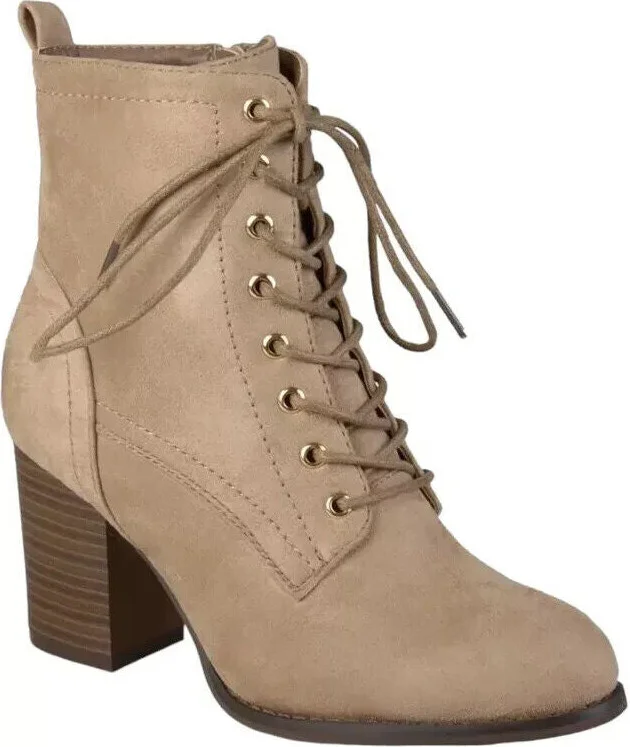 Baylor Boots Women's 7.5 Taupe Block Heel Ankle Bootie TF1233 (7.5,Brown)