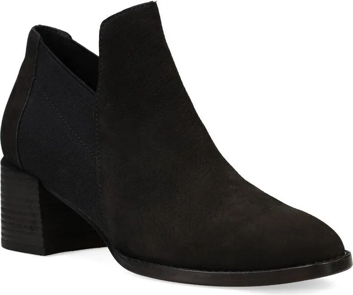 Bayo Boots Women's US 8.5 Black Leather Block Heel Bootie KHD2088